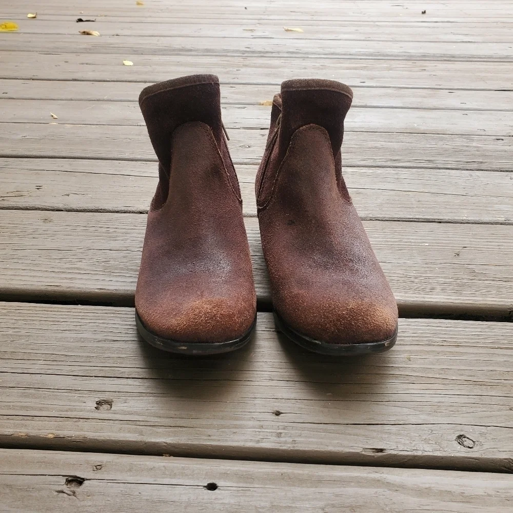 Ugg Australia Penelope Brown Suede Leather Western Cowgirl Ankle Boots Booties 4
